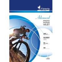VICTORIA PAPER Fotópapír, tintasugaras, A4, 240 g, fényes, VICTORIA PAPER "Advanced" LVIG05
