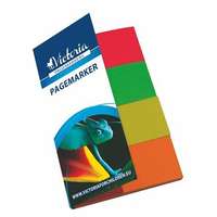 VICTORIA OFFICE Jelölőcímke, papír, 4x40 lap, 20x50 mm, VICTORIA OFFICE, vegyes szín