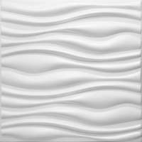  Polistar Flow Hullám mintás fehér festhető polisztirol panel, 3D dizájn burkolat (50x50cm)
