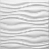  Polistar Flow Hullám mintás fehér festhető polisztirol panel, 3D dizájn burkolat (50x50cm)