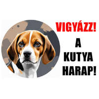  Vigyázz! A kutya harap! PVC tábla Beagle 25x15 cm