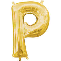 Betűs Gold, Arany mini P betű fólia lufi 33 cm