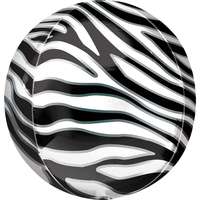 Állatos Zebra mintás Gömb fólia lufi 40 cm