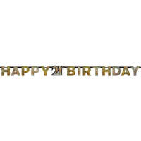 Születésnap Happy Birthday Gold 21 hologrammos felirat 213 cm