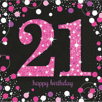 Születésnap Happy Birthday 21 Pink szalvéta 16 db-os 33*33 cm
