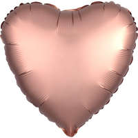 Szatén Silk Rose Copper szív fólia lufi 43 cm