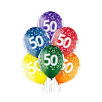 Születésnap Colorful Happy Birthday 50 léggömb, lufi 6 db-os 12 inch (30cm)