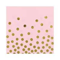 Színes Gold Dots Pink, Pöttyös szalvéta 12 db-os 33x33 cm