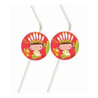 Színes Indian Party, Indián műanyag szívószál 6 db-os