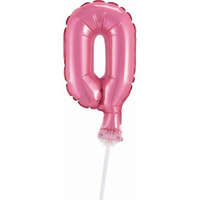 Számok Pink, Rózsaszín 0-ás szám fólia lufi tortára 13 cm