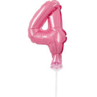Számok Pink, Rózsaszín 4-es szám fólia lufi tortára 13 cm