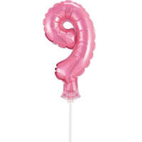 Számok Pink, Rózsaszín 9-es szám fólia lufi tortára 13 cm