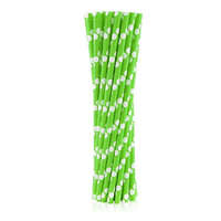 Színes Green Polka Dots, Zöld papír szívószál 24 db-os