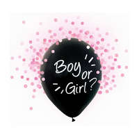 Party Boy or Girl, Rózsaszín konfettivel töltött léggömb, lufi 4 db-os 12 inch (30 cm)