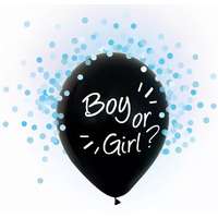 Party Boy or Girl, Kék konfettivel töltött léggömb, lufi 4 db-os 12 inch (30 cm)