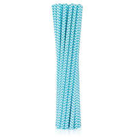 Színes Light Blue Chevron, Kék papír szívószál 12 db-os