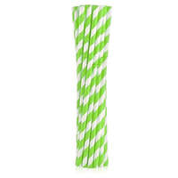 Színes Green Stripes, Zöld rugalmas papír szívószál 12 db-os