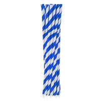 Színes Blue Stripes, Kék rugalmas papír szívószál 12 db-os