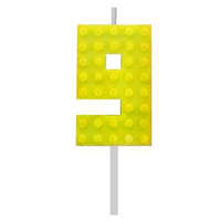 Születésnap Building Blocks Yellow, Építőkocka tortagyertya, számgyertya 9-es