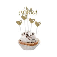 Esküvő Just Married Gold torta dekoráció, topper 5 db-os