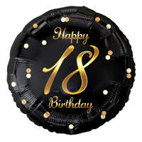 Születésnap Happy Birthday Black-Gold 18 fólia lufi 36 cm