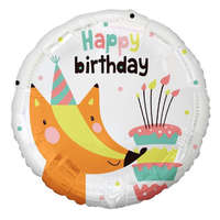 Születésnap Happy Birthday Fox, Róka fólia lufi 36 cm