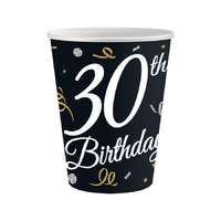 Születésnap B&C Happy Birthday 30 papír pohár 6 db-os 200 ml