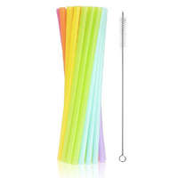Színes Colors, Színes műanyag újrafelhasználható szívószál 17 db-os + kefe