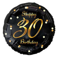 Születésnap Happy Birthday Black-Gold 30 fólia lufi 36 cm