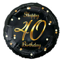 Születésnap Happy Birthday Black-Gold 40 fólia lufi 36 cm