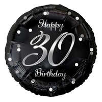Születésnap Happy Birthday Black-Silver 30 fólia lufi 36 cm