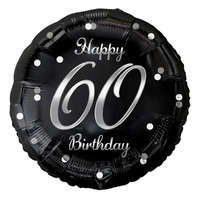 Születésnap Happy Birthday Black-Silver 60 fólia lufi 36 cm
