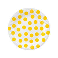 Színes Yellow Polka Dot, Pöttyös papírtányér 6 db-os 18 cm
