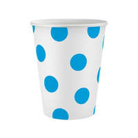 Színes Sky Blue Polka Dots, Kék papír pohár 6 db-os 250 ml