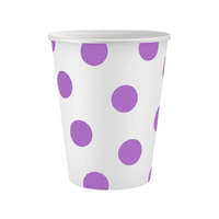 Színes Lavender Polka Dots, Lila papír pohár 6 db-os 250 ml