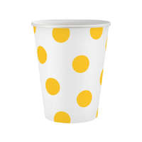 Színes Yellow Polka Dots, Sárga papír pohár 6 db-os 250 ml