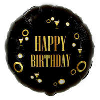 Születésnap Happy Birthday Black-Gold Party fólia lufi 36 cm