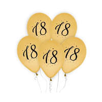Születésnap Happy Birthday Gold, Arany 18 léggömb, lufi 5 db-os 12 inch (30cm)