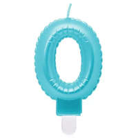 Születésnap Pearly Light Blue, kék számgyertya, tortagyertya 0-ás