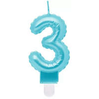 Születésnap Pearly Light Blue, kék számgyertya, tortagyertya 3-as
