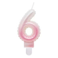 Születésnap White-Pink Ombre, Fehér-Rózsaszín számgyertya, tortagyertya 6-os