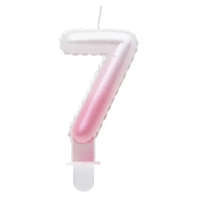 Születésnap White-Pink Ombre, Fehér-Rózsaszín számgyertya, tortagyertya 7-es