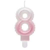 Születésnap White-Pink Ombre, Fehér-Rózsaszín számgyertya, tortagyertya 8-as