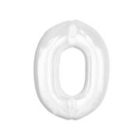 Számok B&C White, Fehér 0-ás szám fólia lufi 92 cm
