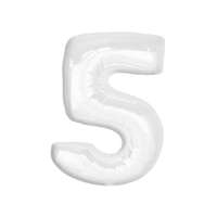 Számok B&C White, Fehér 5-ös szám fólia lufi 92 cm