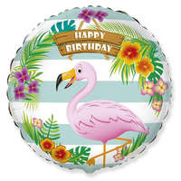 Flamingó Happy Birthday Flamingo, Flamingó fólia lufi 46 cm