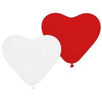 Szerelem Red-White Heart, Szív léggömb, lufi 5 db-os 10 inch (25 cm)