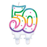 Színes Rainbow Dots, Színes tortagyertya, számgyertya 50-es