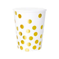 Színes Gold Dots White, Pöttyös papír pohár 6 db-os 270 ml