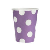 Színes Purple Polka Dots, Lila papír pohár 6 db-os 270 ml